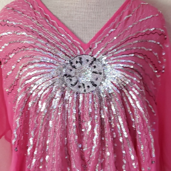 🌟 3 for $15 Deal! 🌟Moda international silver pink blouse S - Picture 3 of 5